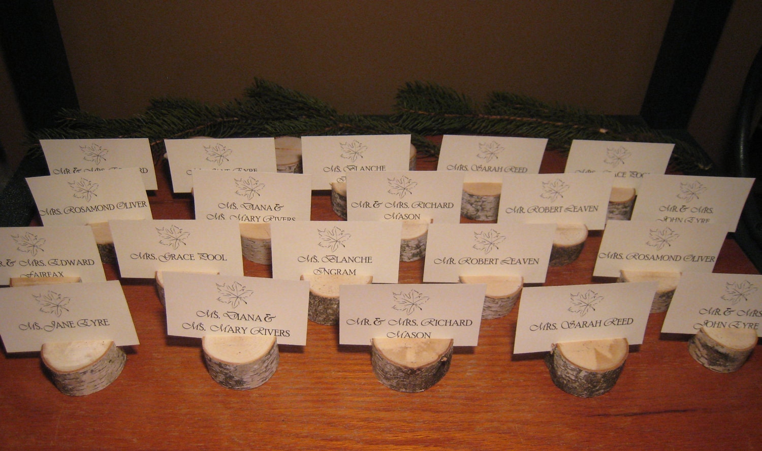 Set of Twenty-Five (25) White Birch Place Card Holders
