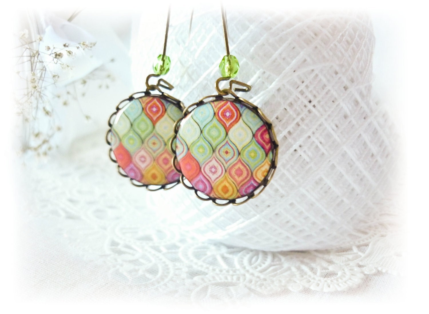 Colorful Rhombs Earrings, bright jewelry, gift for her