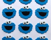 Fondant Cupcake Toppers - Cookie Monster Inspired