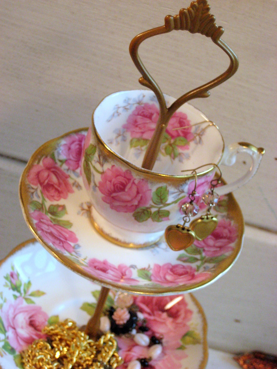 China Tiered Cake Stand or Jewelry display stand, vintage bone china, Made in England