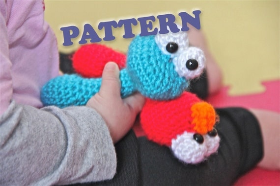 PATTERN Cookie Monster Sesame Street Baby Rattle Crochet