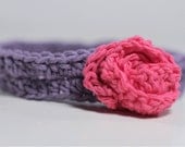 Crochet Flower Headband - Purple and Pink