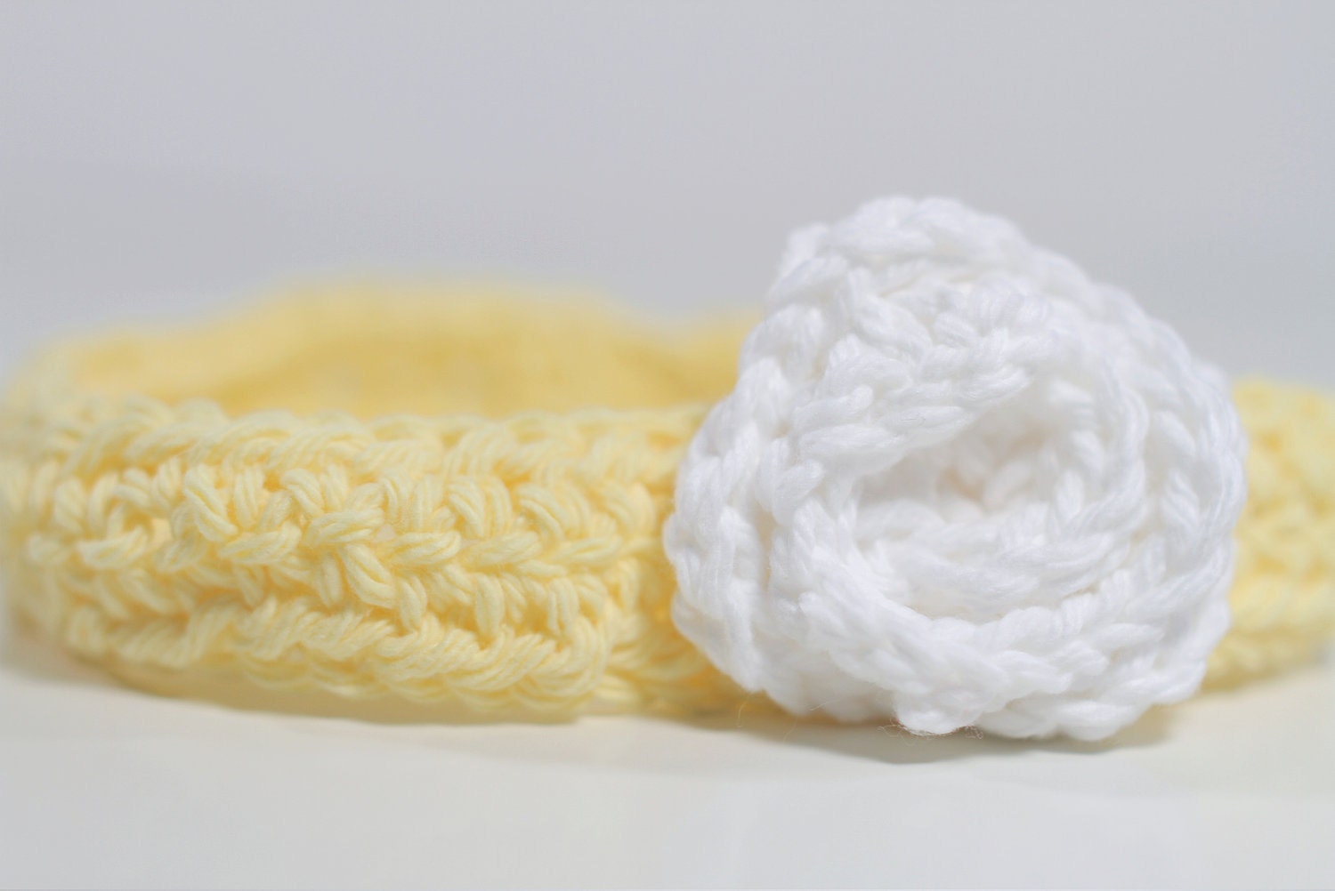Crochet Flower Headband - Yellow and White