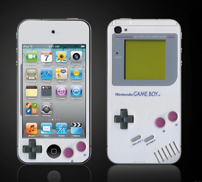 Retro Game Boy - Apple iPod Touch 4 4th Gen Vinyl Decal Wrap Skin Sticker Cover - NOT a HARD CASE- Free Shipping