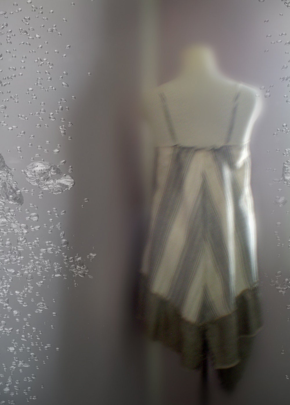 Linen summer tunic-dress with  a scarf and brooch