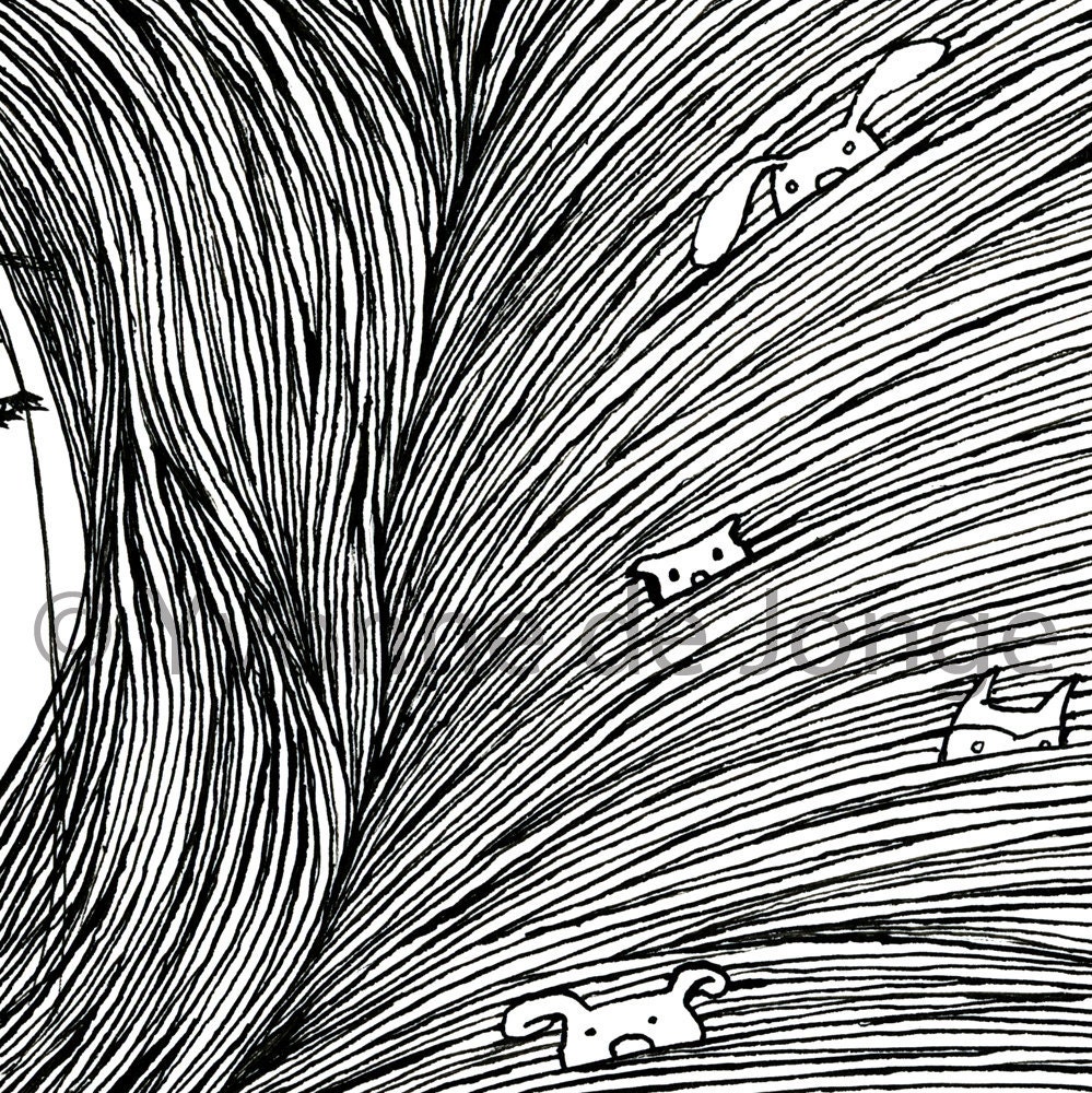 Girl with creatures in her hair archival print