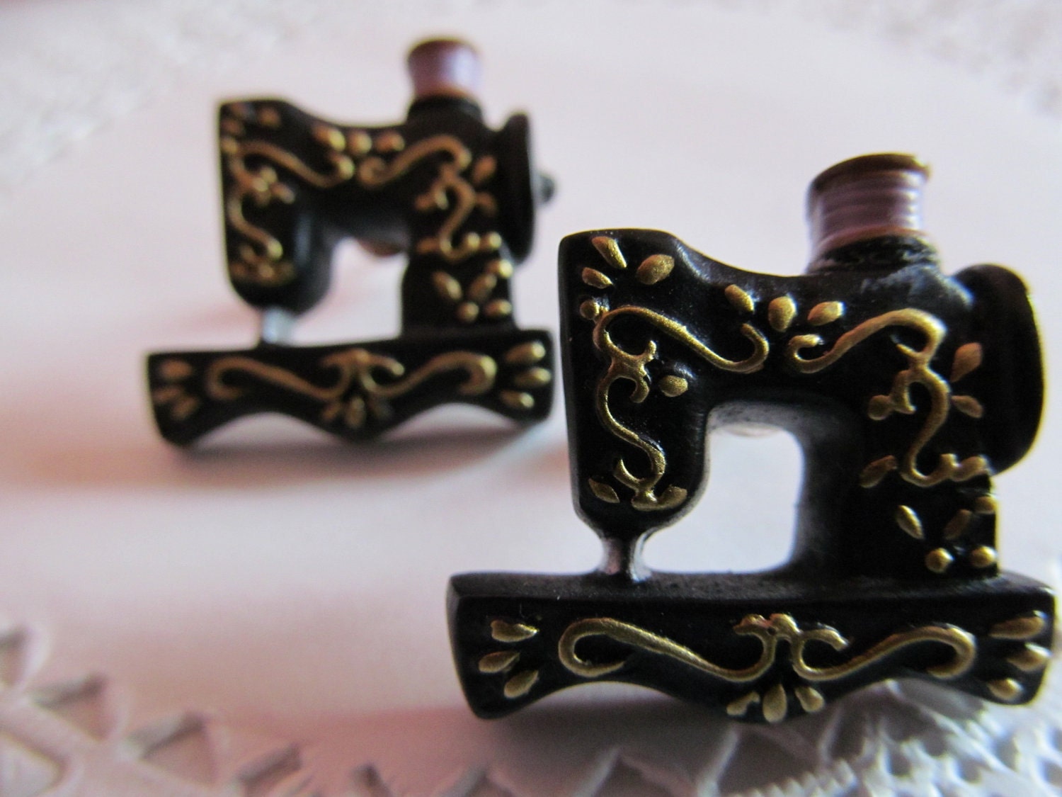 Sewing machine earrings