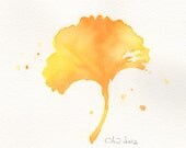 Leaf, plant art print, art, giclee, watercolor painting, watercolor art print, Yellow leaf----Original watercolor print, No-21