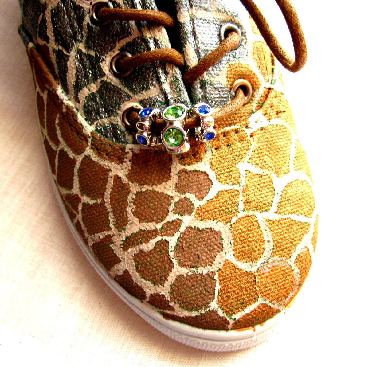 custom painted giraffe sneakers multi color child's size 3