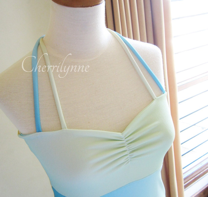 Jersey Dress Ombre Blue Light Green Yellow