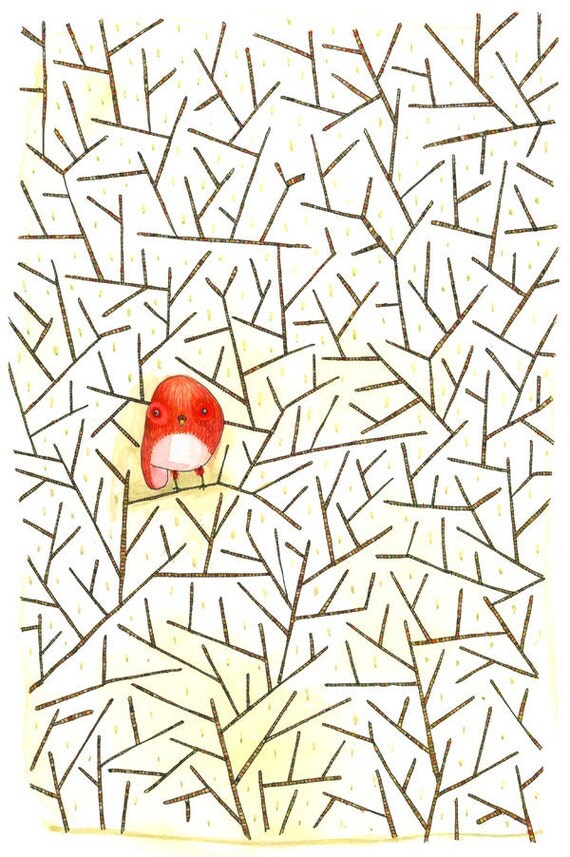 Limited Edition - Bird print "Lonely Guy" on quality archival paper. A3 (29.7 x 42cm) - edition of 100.