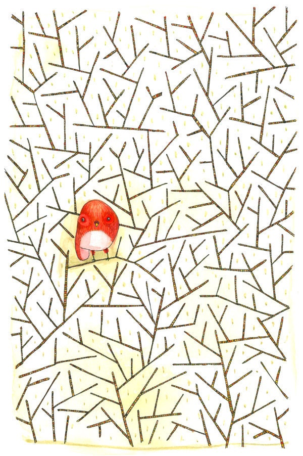 Limited Edition - Bird print "Lonely Guy" on quality archival paper. A3 (29.7 x 42cm) - edition of 100.