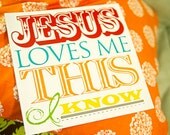 Jesus Loves Me 8x8 art print, colorful
