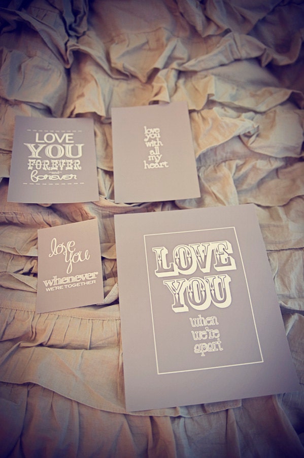 I WILL Beatles lyrics nursery print grouping, FOUR prints, grey and white