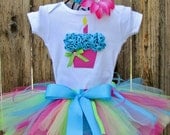 SWEET TART BIRTHDAY - 3D Cupcake 1st Birthday Set Includes Tutu, 3D Cupcake Onesie and Free (1) Flower Headband- 1st 2nd 3rd 4th 5th bday