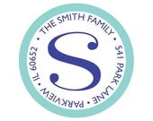 Custom Family Name Return Address Labels - Monogram Return Address Labels - Initial Return Address Labels - 24 hand punched labels Il_170x135