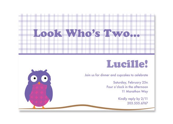 Owl Birthday Party Invitation - Printable Hoot Birthday Party Invitation - Personalized Party Invite - 7x5 OR 6x4 DIY Printable Il_570xn