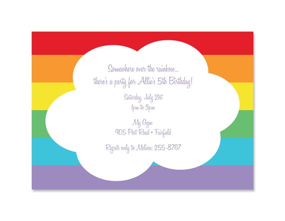 Rainbow Birthday Invitation - Printable Birthday Party Invite - Personalized Kid's Birthday Invite - 7x5 OR 6x4 DIY Printable Il_570xn
