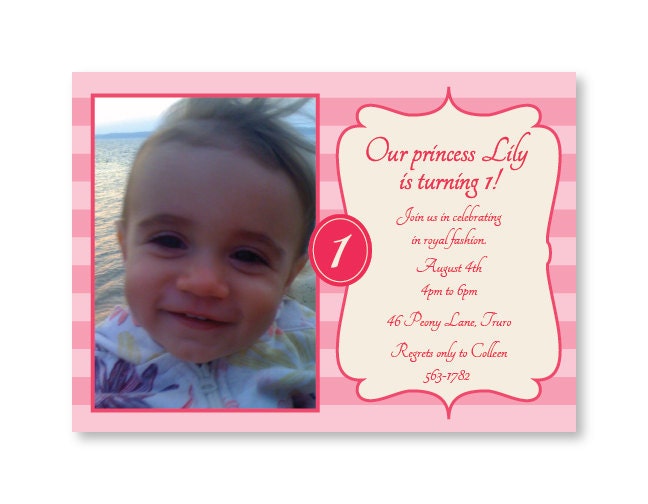 Princess Party Photo Invitation - Printable Party Invitation - Personalized 1st Birthday Invite - 5x7 OR 4x6 DIY Printable Il_570xn