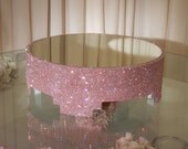 18" Round, Pink Crystal Covered cake stand
