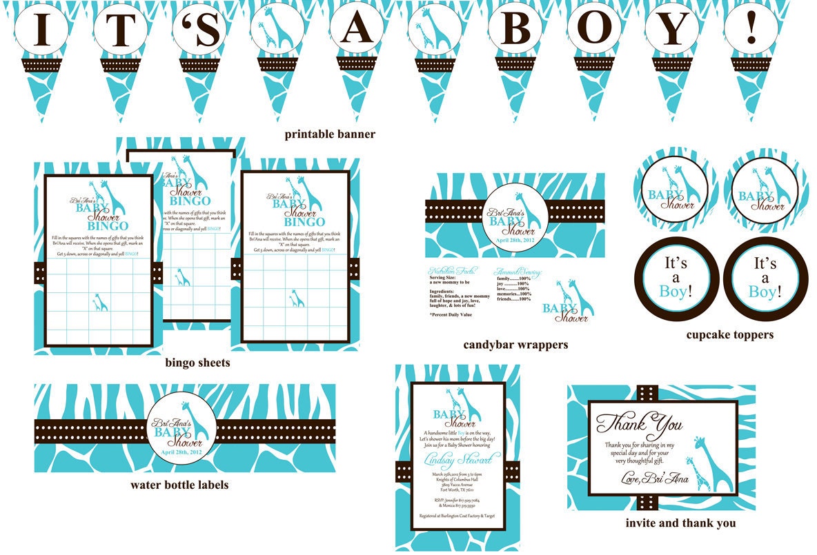 Wild Safari Baby Shower Printable Package- Digital Files