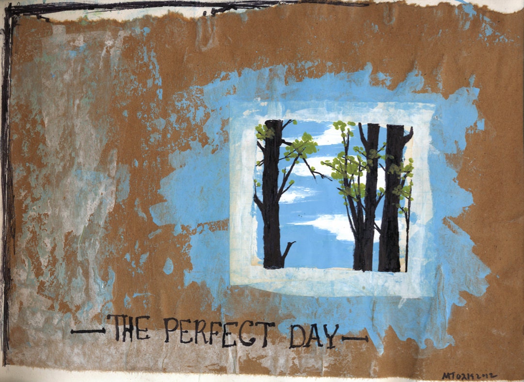 Perfect Day - art journal page - mixed media collage - 9x12 print - MandyThompsonArt
