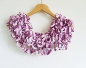 FREE SHIPPING, Crochet Scarf / Purple White  Mullbery Ponpon / Extra Long Handmade in Turkey / Ponpon Shawl