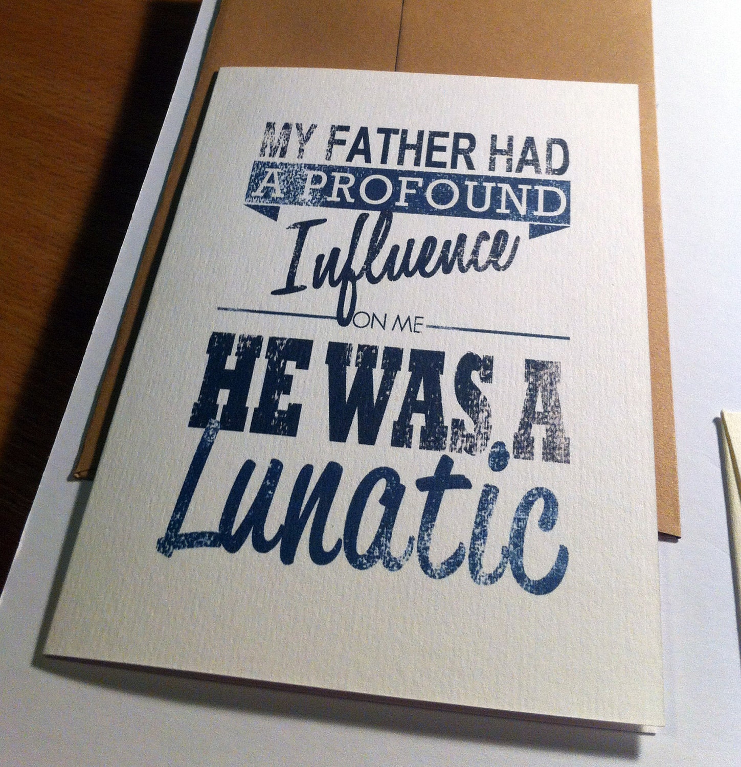 Handmade Typographical Fathers Day Birthday Greeting Card