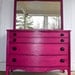 Pink Vintage Dresser with Mirror /Girl Bedroom Decor /Magenta /Black Drawer Pulls /Storage /Antique Painted Bright Furniture /