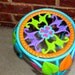 Plant stand,Side Table,Metal,Lime Green,Purple,Orange,Turq Blue,Pink,Colorful,Flower,Leaves,Painted,Bright,Decorative,Chic, Patio Furniture
