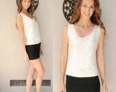 SALE Lovely ivory beaded tank top wool small