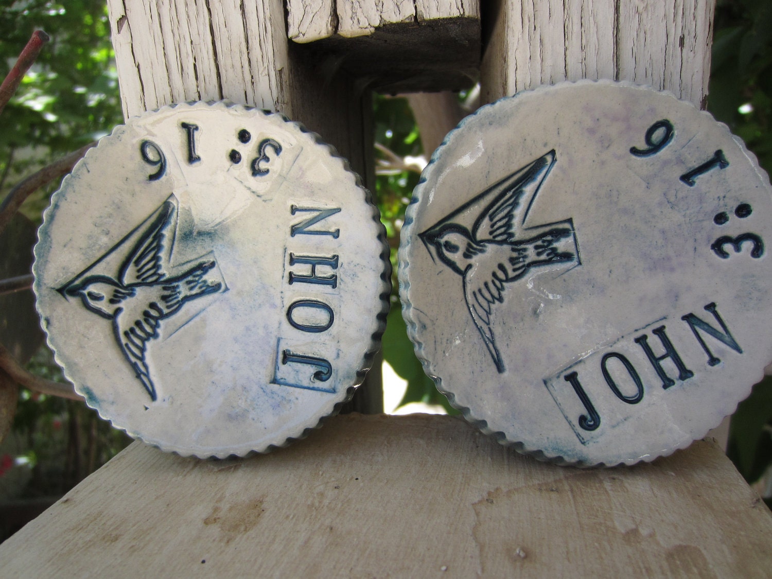 Two Blue Bird  Dishes