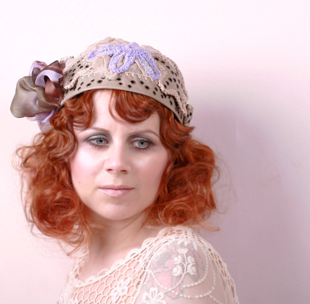 Flapper Hat 1920s hat Bohemian Wedding hat Bridal cap Vintage hat Crochet hat beanie Hat Summer hat Art nouveau headdress Flapper headpiece