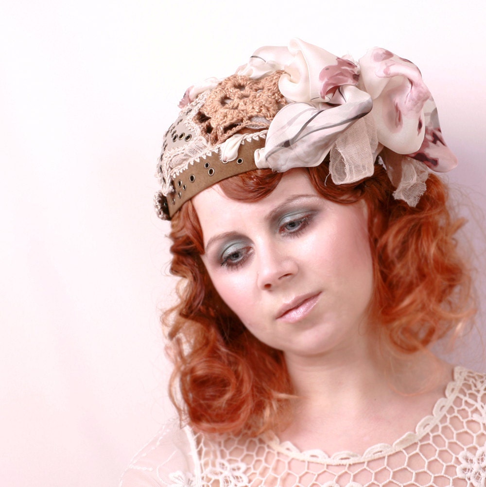 1920s hat Flapper hat Bohemian Wedding hat Bridal cap Vintage hat Crochet hat Wedding cap Woman cap Bohemian hat  Art nouveau headdress