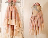 Alternative wedding dress Bohemian wedding dress Babydoll dress Pink wedding dress  Shabby chic Short wedding dress Backless wedding dress