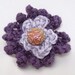 Ruffled Purple Flower Pin with Czech Glass Bead Center