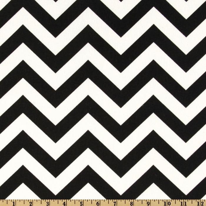 50" x 96" Curtain Panels, Set of Two Window Treatments: Black and White Chevron Zig Zag Decorator Fabric