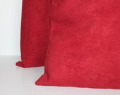 SALE // ONE - 18 x 18 Solid Red Suede Pillow Cover