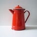 Beautiful Vintage RED TEA pot - Retro home decor or kitchen decor- Camping implement-