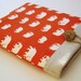 Handcrafted Linen iPad Sleeve with Elephants in Orange and Cream