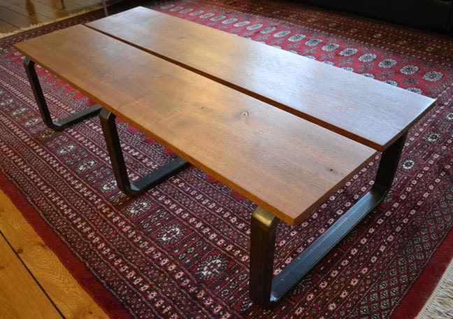 Modern Coffee Table / Bench - Walnut and Steel