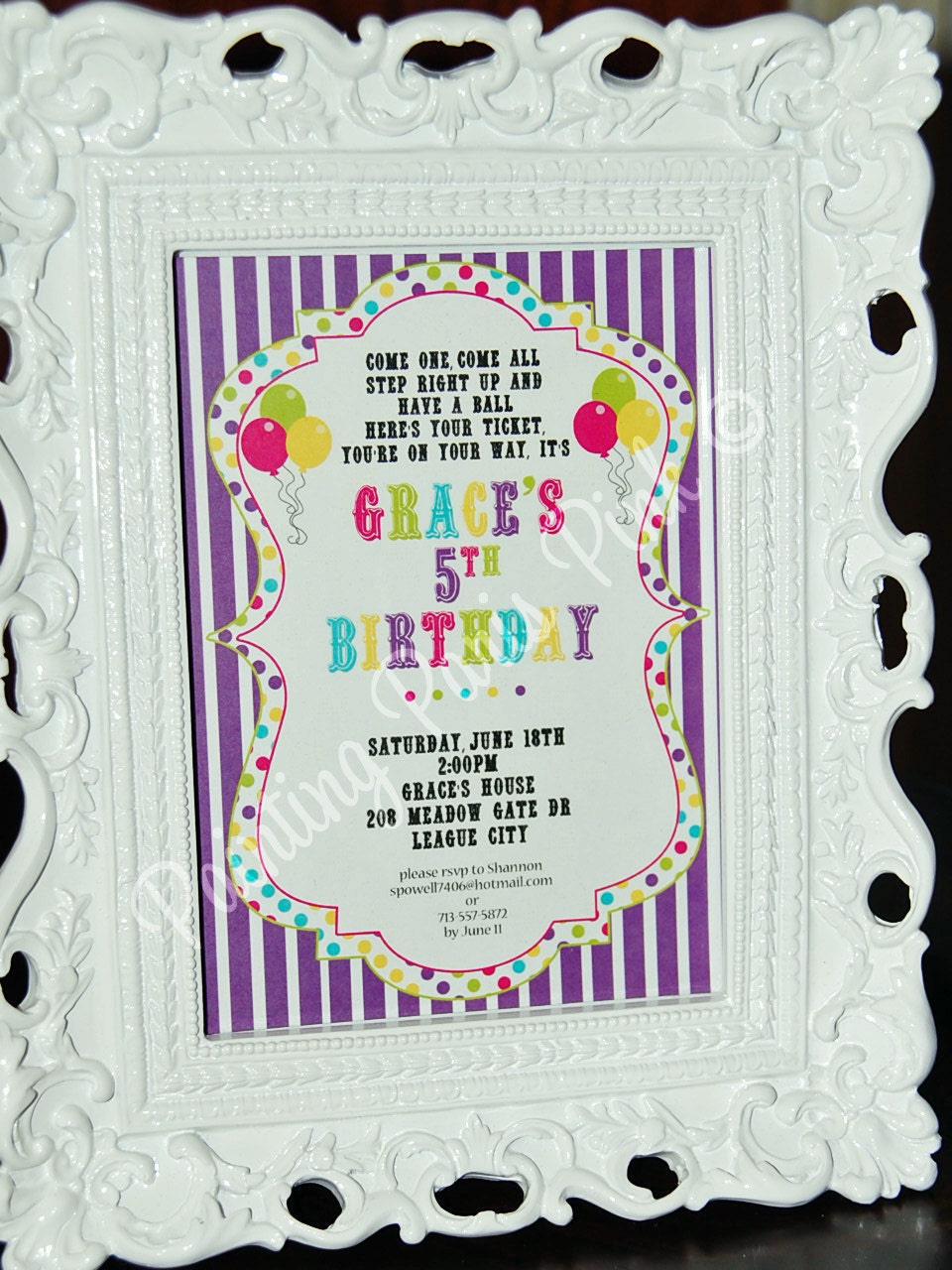 5x7 Customized Printable Invitation  - Carnival Ride Party Collection