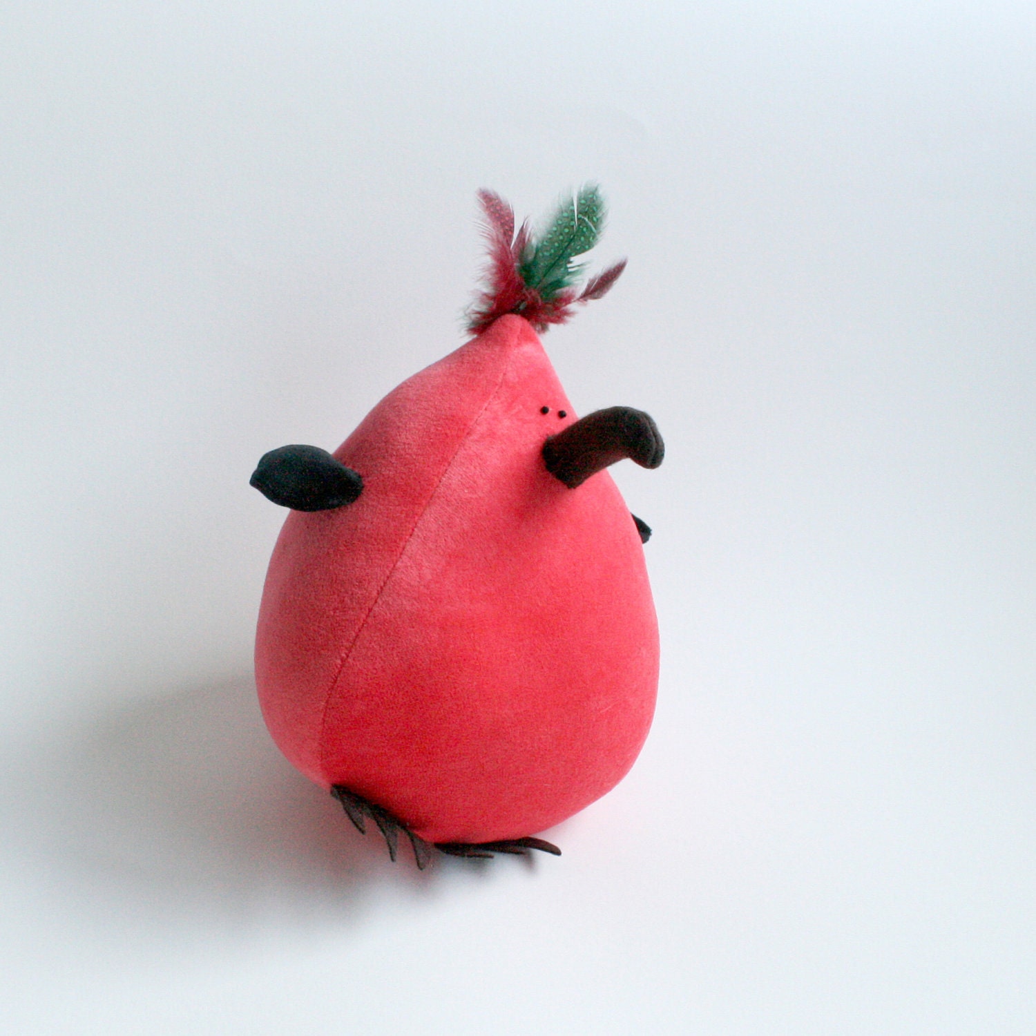 Plush Red Bird Feather Doll Kids Toy Cute Moo Moo