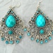 Chandelier earrings blue accents
