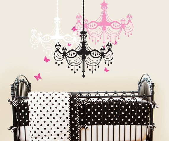 Chandelier with butterflies - listing for QTY 1- room Nursery Wall Vinyl