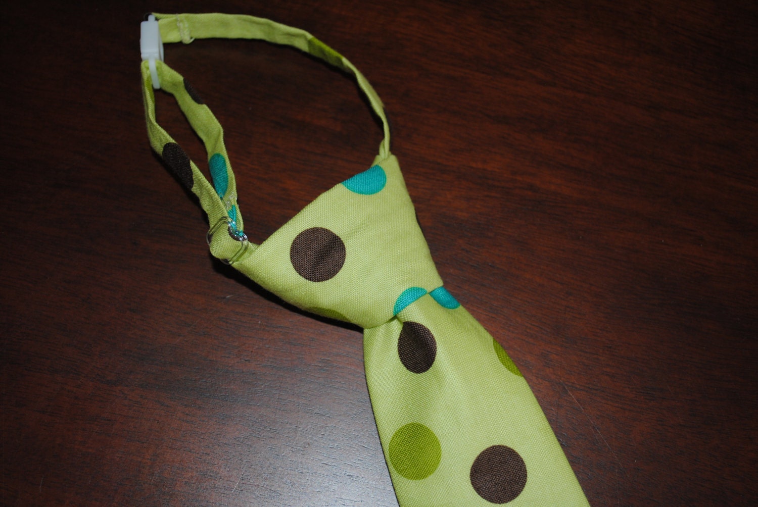 Baby NeckTie - Green, Blue & Brown Dots