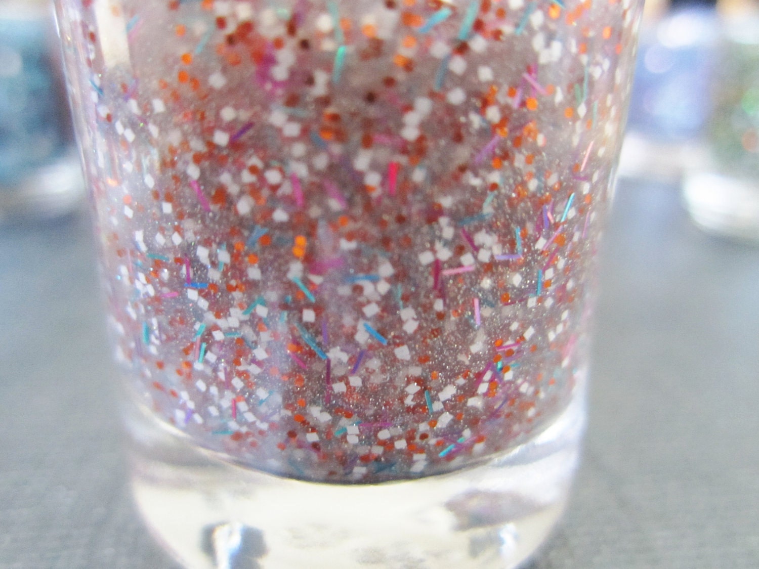 Orange and White Glitter Mix Polish- Riverside Drive