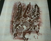Graffiti blood drip, Handmade linoleum print  "Life is in Your Hands"