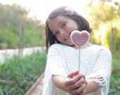 Flower Girl Wand Wedding Felted Heart Shabby Chic Country Barn Rustic Classic Pink Bride Fairytale Favor Romantic Photo Prop Valentines Day