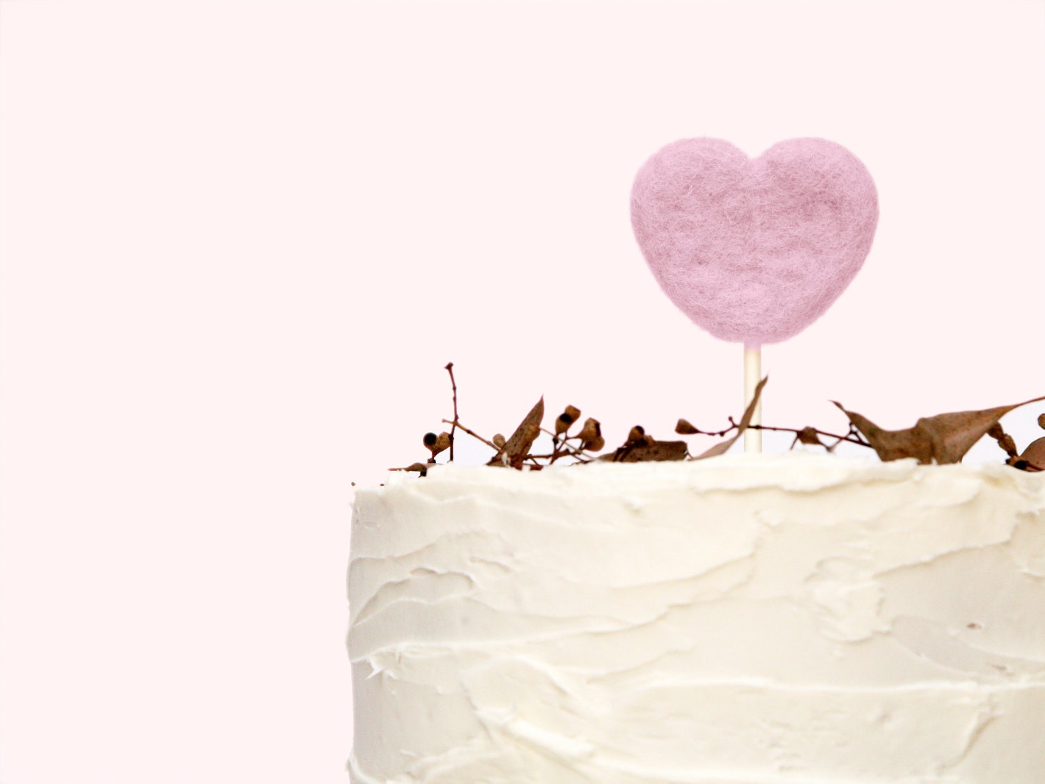 Wedding Cake Topper for your Wedding Cake, Pastel Pink Needle Felted Love Heart, Custom Romantic Soft and Gentle Wool, Country, unique